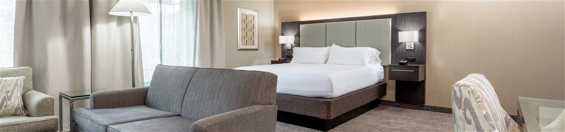 hotel bed with sofa